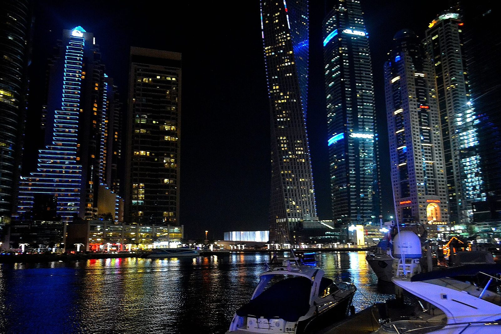 Dubai Marina skyline at dusk